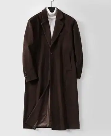 다크 브라운 체스터 코트 울 혼방