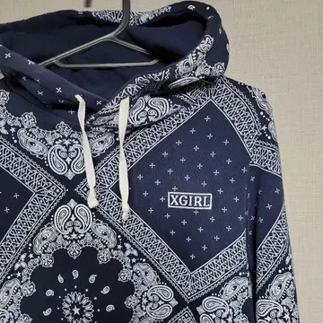 엑스걸 X-girl 맨투맨 원피스 사이즈 1 네이비 반다나 패턴