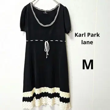 칼 파크 레인 니트 원피스 허리 리본 밑단 레이스