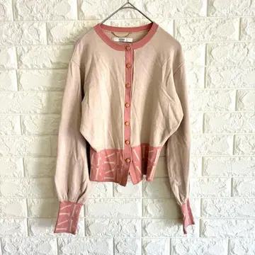 에이미 이스트 월 / 가디건 / 배색 올 패턴 / 레이온 / F / 핑크