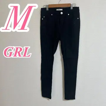 GRL 그레일 블랙 스키니 팬츠 M 캐주얼 면 폴리 롱 기장