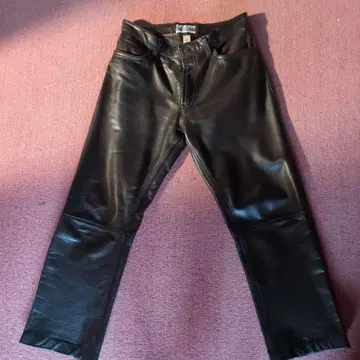 가죽 스트레이트 팬츠 짙은 브라운 소가죽