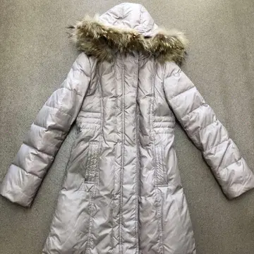 퍼 후드 다운 자켓 라이트 베이지