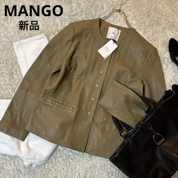 택 포함 새상품*MNG MANGO 노카라 가죽 자켓 양가죽 M
