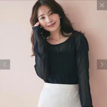 [ 인기 상품 ] 뷔스티에풍 쉬폰 도트 티셔츠