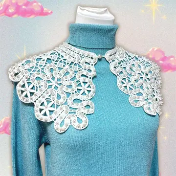 가격 인하 vintage 레트로 펄 레이스 화이트 꽃 BIG 탈부착 카라