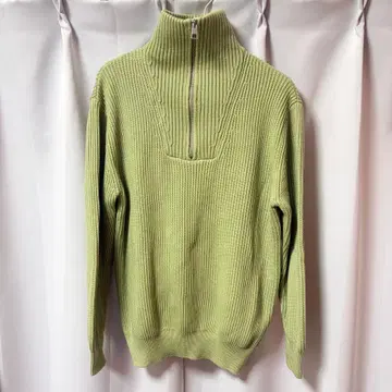 ZARA 자라 라이트 그린 하프 지퍼 니트