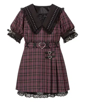 유메텐보 DearMyLove 하트 벨트 각 옷깃 레이스업 원피스