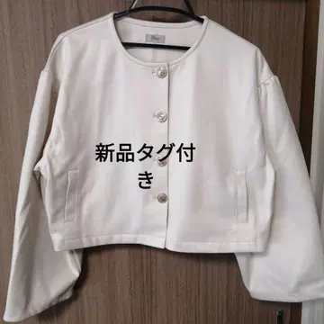 새상품 flower 노카라 자켓 화이트