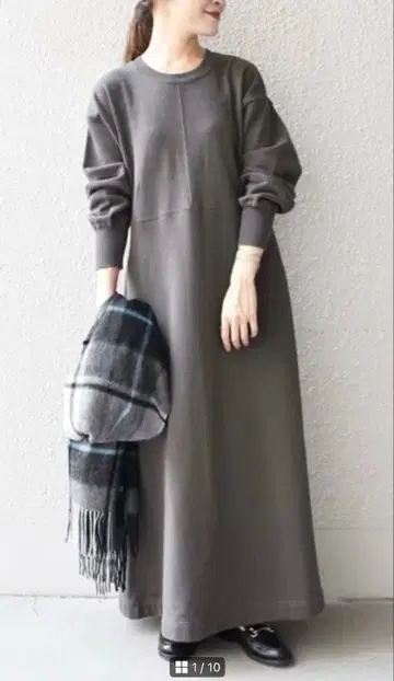 SHIPS USA 코튼 맥시 롱 원피스 그레이