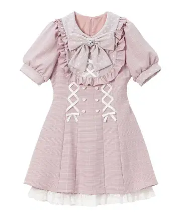 유메텐보 DearMyLove 하트 도트 요크 레이스업 원피스