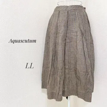 [ Aquascutum ] 린넨 블렌드 체크 플리츠 스커트 ap1340