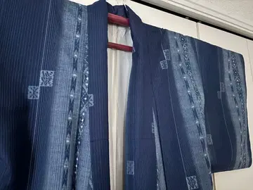 [할인] 네이비 나염 기모노  네이비 컬러 스트라이프