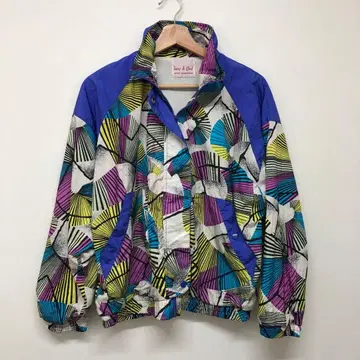 90's 멀티 컬러 올 패턴 나일론 자켓 라이트 아우터 US 구제 의류