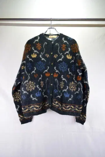 구제 의류 모헤어 폴리 아크릴 디자인 니트 자켓 유럽 구제 빈티지