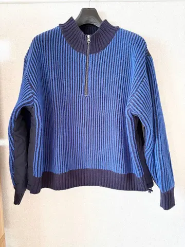 niko and - 백 퀼트 ZIP 니트 풀오버 블루 L