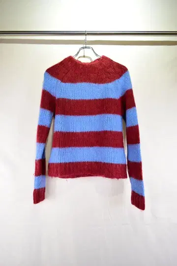 구제 모헤어 울 디자인 니트 스웨터 숏 기장 90s 00s