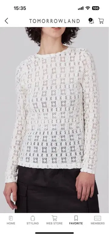 투모로우랜드 맥피 코튼 나일론 레이스 크루넥 풀오버