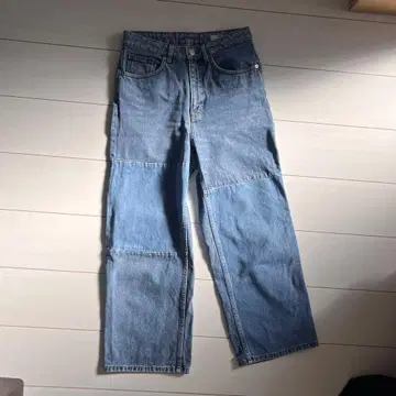 패치워크 디자인 데님 팬츠 옅은 파랑