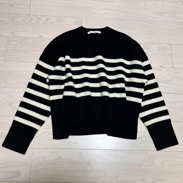 새상품급 프레임워크 골지 보더 크루넥 풀오버 캐시미어 혼방 23AW