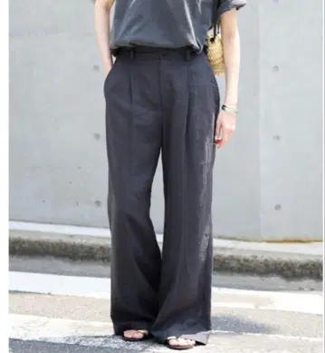 슬로브 이에나 린넨 네이비 이지 슬랙스