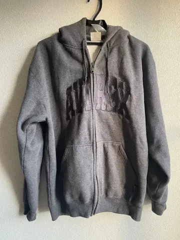 AVIREX 그레이 집업 후드티 L