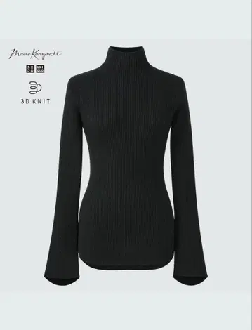 유니클로/Mame Kurogouchi 3D 리브 하이넥 스웨터 S