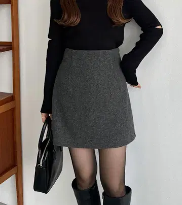 callautia 울 라이크 기모 미니 스커트 (이너 팬츠 포함)