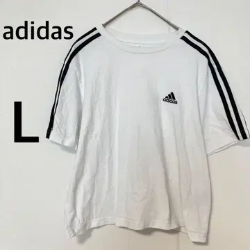 아디다스 adidas 반팔 T셔츠 [ L ] 사이드 라인 로고 자수