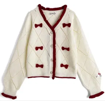 GRL 키티 리본 니트 가디건