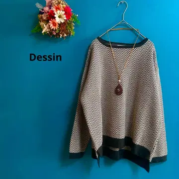 데셍 컨디션 최상 헤링본 니트 스웨터