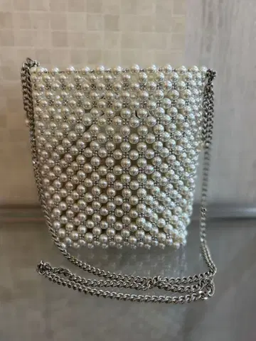 거의 새상품 ZARA 자라 펄 비즈 백 숄더 파티 백