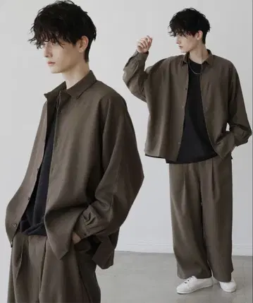 ASTRONOMY 돌먼 긴팔 셔츠 & 배기 턱 와이드 슬랙스 S