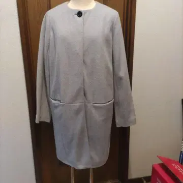 그레이 여성용 코트 버튼 포함