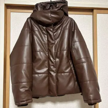 ANAP 브라운 합성 피혁 패딩 자켓