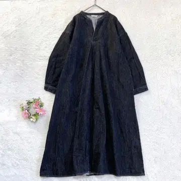 새상품급 [ 스튜디오 클립 ] 밴드 카라 데님 맥시 원피스 코튼