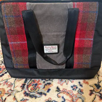 해리스 트위드 체크 무늬 토트백