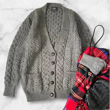 새상품급 프레임워크 아란 니트 싸개 버튼 가디건 그레이