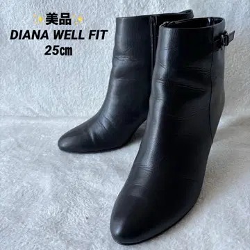 새상품급 DIANA 다이애나 숏부츠 25cm 블랙 가죽