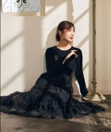 mysty woman 사라 씨 콜라보 별똥별 튤 원피스 블랙