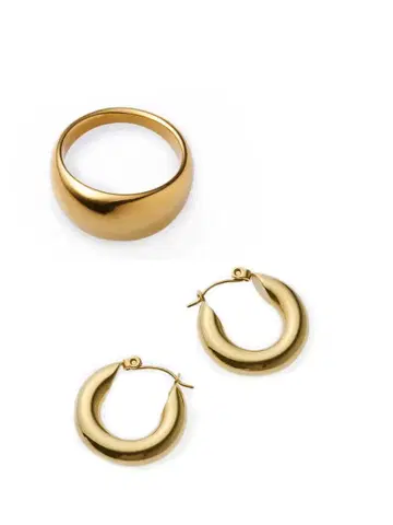 CENE DOME RING과 심플 후프 귀걸이