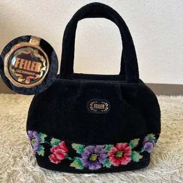 페이러 핸드백 슈니르 직조 팬지 꽃무늬 미니 로고 인기 블랙
