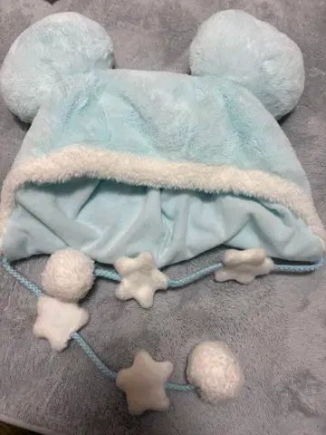 스카이블루 미키 귀 별 장식 모자