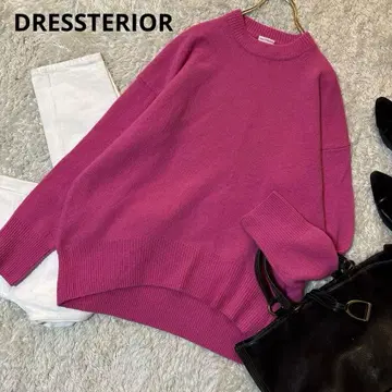 새상품급*드레스테리어 DRESSTERIOR 울 100% 크루 니트 핑크