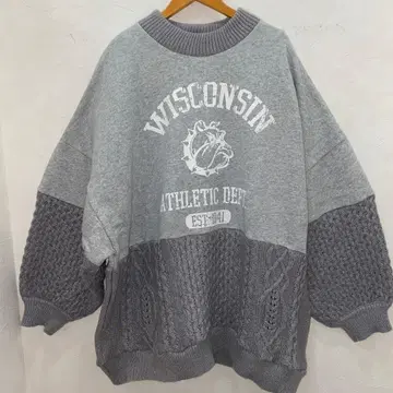 루피리안 위스콘신 로고 오버 사이즈 맨투맨 이소재 사용 새상품