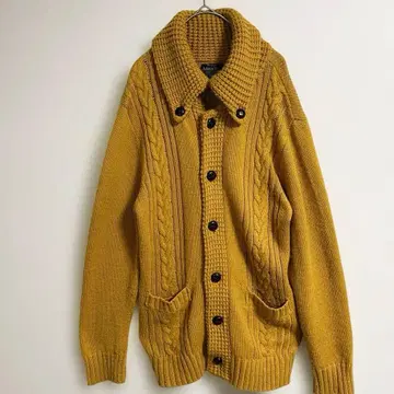 [ 새상품급 ] 머스타드 케이블 짜임 가디건 싸개 버튼 레어 루즈핏 L