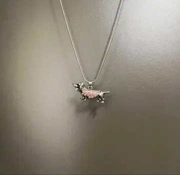 닥스훈트 목걸이 핑크 스톤