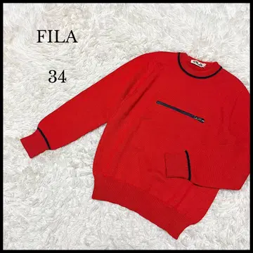 [ FILA ] 휠라 크루넥 긴팔 니트 스웨터 34 빨간색 캐주얼