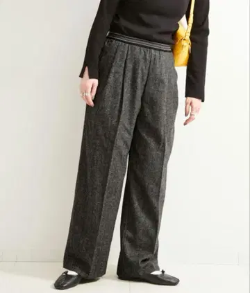 베이스 스톡 트위드 와이드 팬츠 미사용 새상품