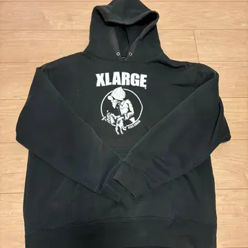 XLARGE 블랙 후드티 프론트 프린트